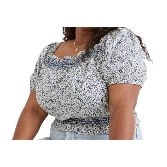 Madewell Top Plus Jeanette Florentine Floral blue size 2X - Picture 1 of 9